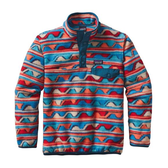 Patagonia Boys' Lightweight Synchilla Snap-T Pullover Large Winter Fall Hiking‎